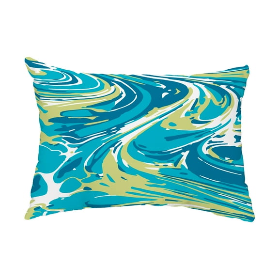 Simply Daisy, 14" x 20" Marble Blend Turquoise Decorative Abstract Outdoor Throw Pillow