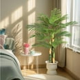 thumbnail image 2 of Set de 2 Palmeras Artificiales de Caña Dorada – Planta Exótica Falsa – Postes Resistentes – Hojas Realistas – Resistente UV – Interior y Exterior – Hogar y Oficina, 2 of 6