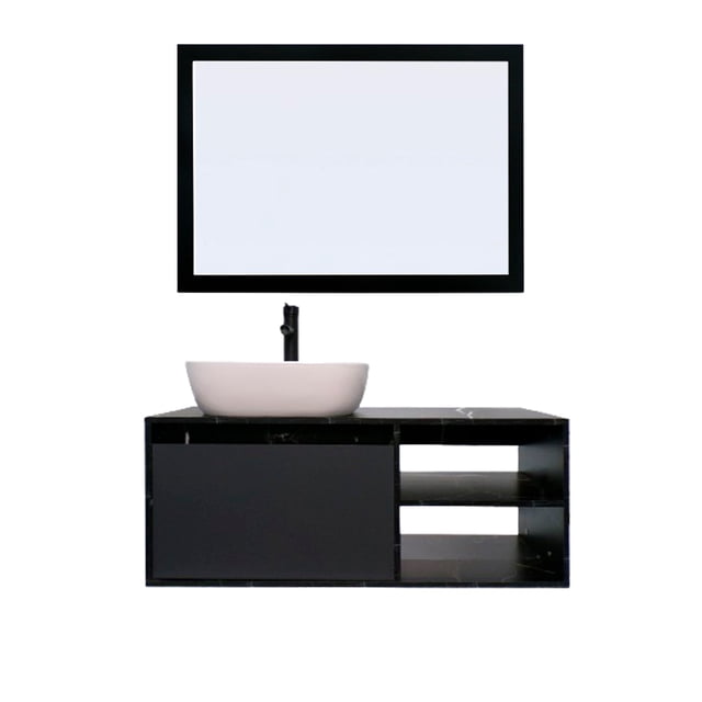 Gabinete De Baño Con Lavabo Y Espejo Decorativo Minimalista MARBELLA
