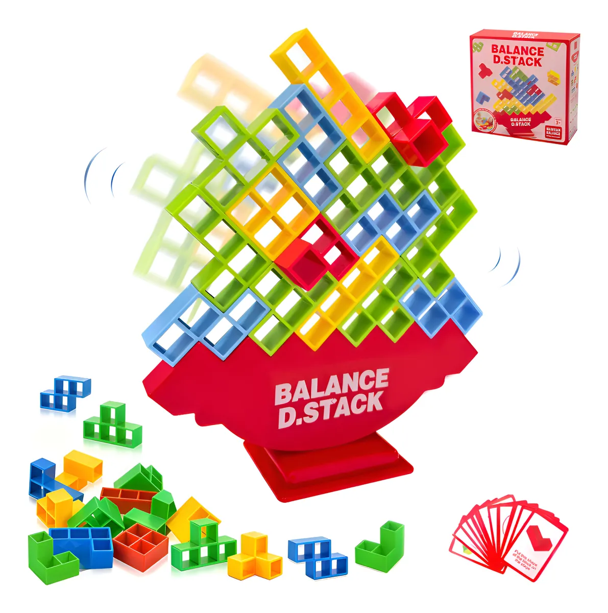 HiToys Juego De Equilibrio Tetra Tower De 48 Piezas, Juego De Bloques De Construccion Apilables Tetris Juegos De Mesa Montessori Para Ninos Y
