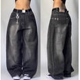 thumbnail image 1 of Ropa de calle, nuevos pantalones vaqueros holgados lavados con estampado de letras Vintage para mujer Y2K Harajuku Hip Hop, pantalones de pierna ancha góticos populares de cintura alta, 1 of 5