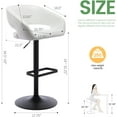 thumbnail image 2 of CQAOE Adjustable Bar Stool with Hollow Back and Arms, Modern PU Leather Swivel Barstool, Airlift Counter Height Bar Chair for Kitchen Dining Room (Pearl White, Black Base), 2 of 7