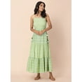 thumbnail image 5 of Indya Women's Green Foil Tiered Drawstring Strappy Kurta, 5 of 6