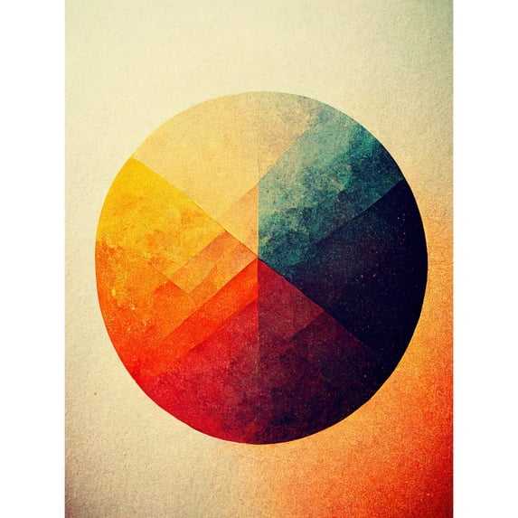 Minimalist Geometric Illustration Circle With Colourful Textures Red Yellow Blue Large Wall Art Poster Print Thick Paper 18X24 Inch