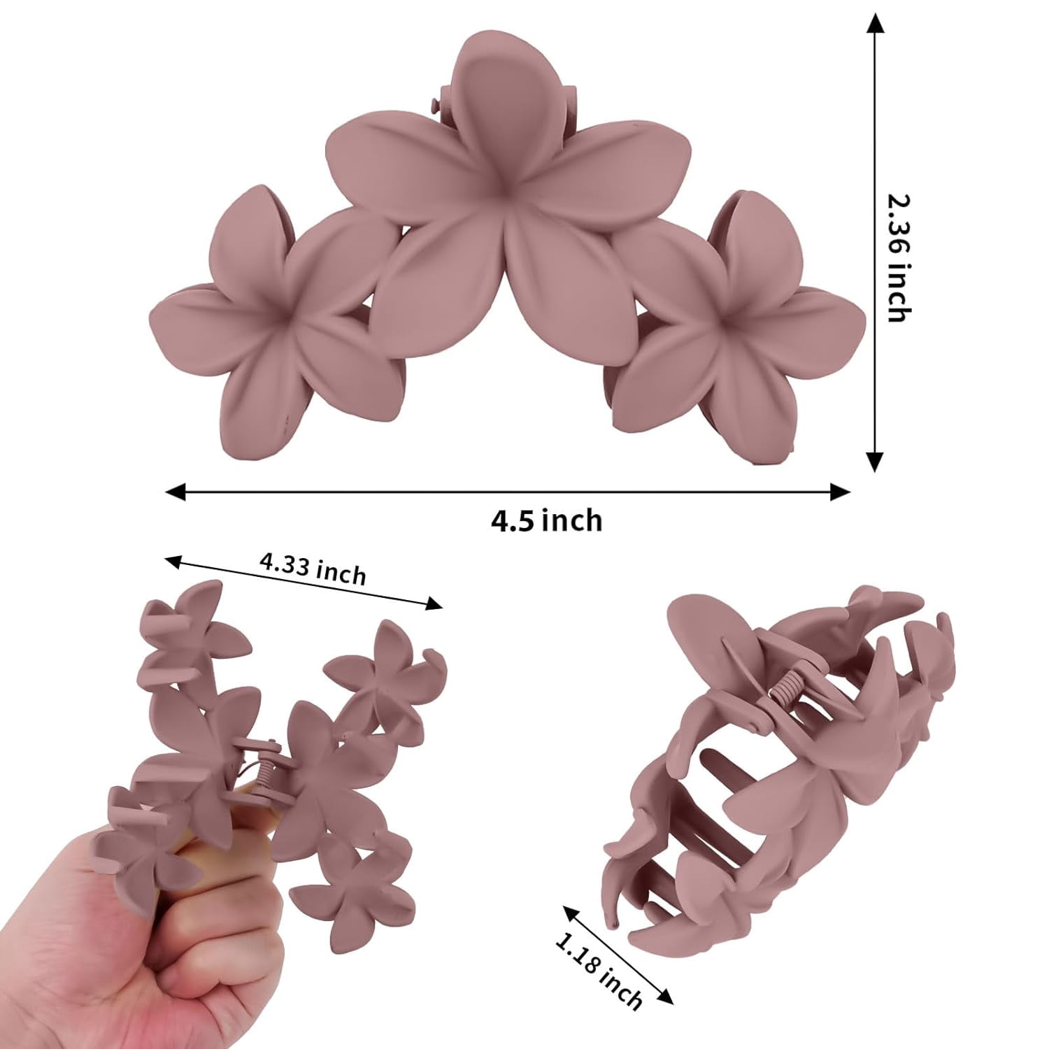 WX 4 Pcs Large Matte Non-Slip Claw Hair Clips for Thick Hair - Strong Hold Jaw Clips and Accessories for Women & Girls