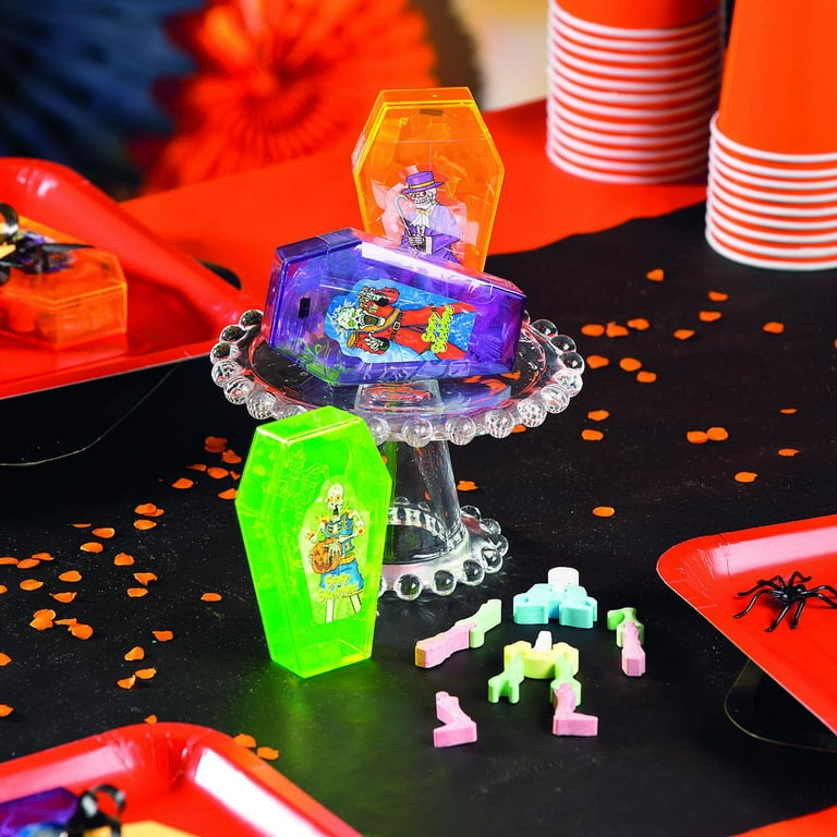 Fun Express Halloween Candy Skeleton Coffin Case, Buildable Candy