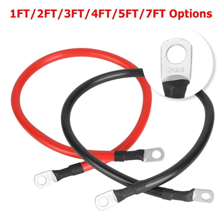 2 AWG Pure Copper Battery Cables - Red & Black
