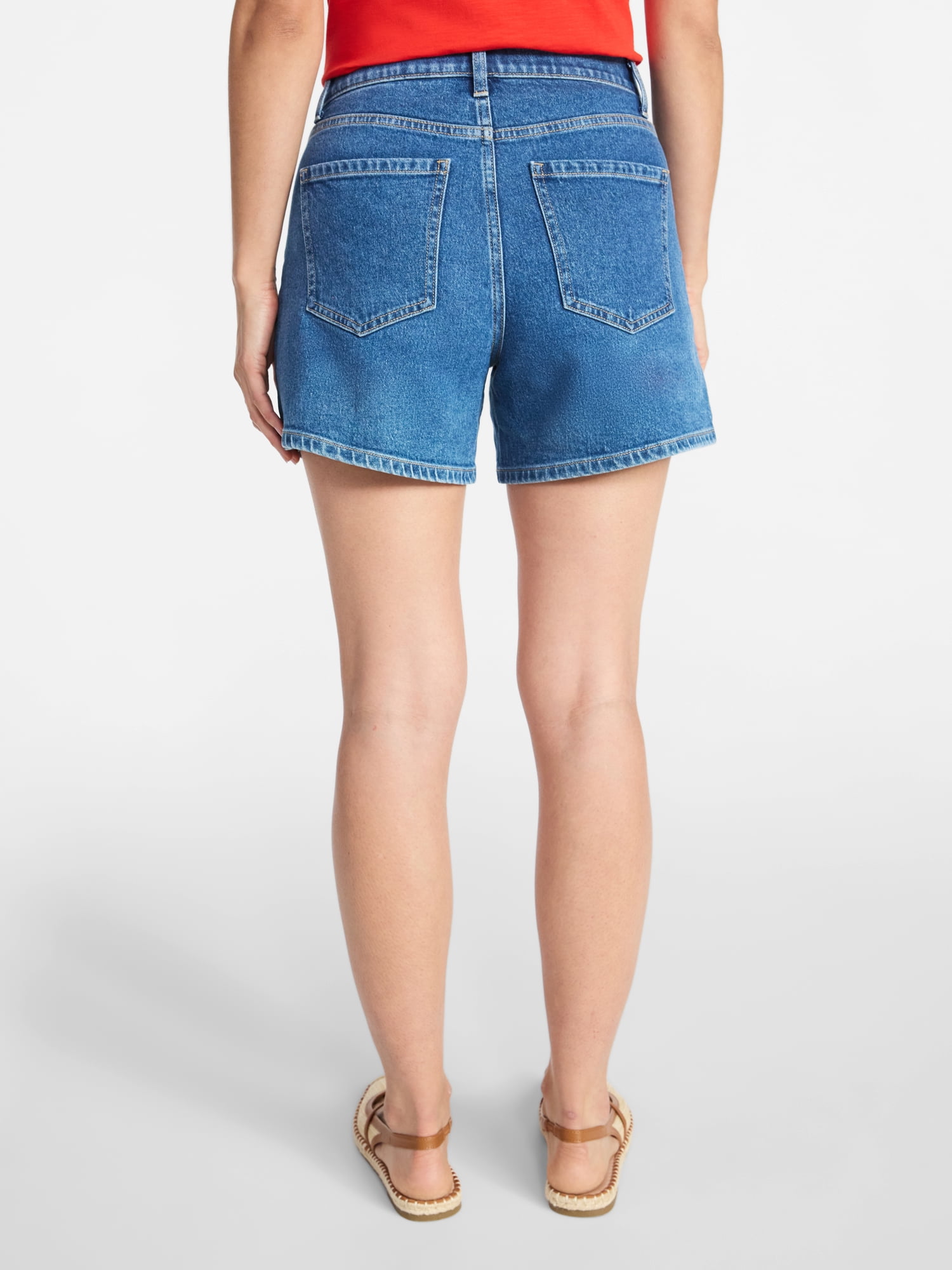 Time and Tru Women's High Rise Denim Shorts, 5" Inseam, Sizes 0-20