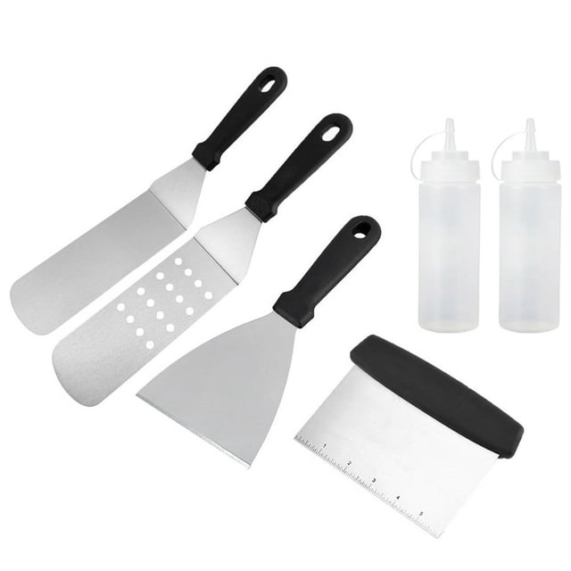6 Pcs Flat Top Grill Accessories Set for Blackstone and Camp Chef Enlarged Spatulas Scraper Tongs Grill Spatula Kit for Outdoor BBQ