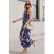 thumbnail image 2 of ABPHQTO Vestido floral sin mangas con cuello halter azul para mujer con aberturas, 2 of 5