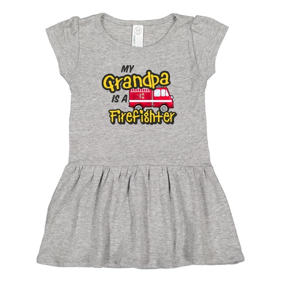 Inktastic My Grandpa is a Firefighter with Fire Truck Girls Toddler Dress