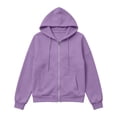 thumbnail image 5 of PRINxy Women's Solid Color Hoodie Long Sleeve Oversized Full Zip Jacket Drawstring with Pockets Soft Cozy for Fall Winter Purple S, 5 of 7