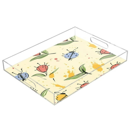 

Clear Acrylic Tray Water Cup Tray Teacup Jewelry Storage Tray for Serving and Home Decor Cartoon Ladybugs
