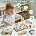 thumbnail image 4 of Musical Instruments for Kids, 1 Year Old Toys, Baby Musical Toys for 1 2 3 Toddler, Wooden Musical Toys with Xylophone & Tambourine, Dinosaur Toys, Montessori Learning Toys for 1 Year Old, 4 of 9