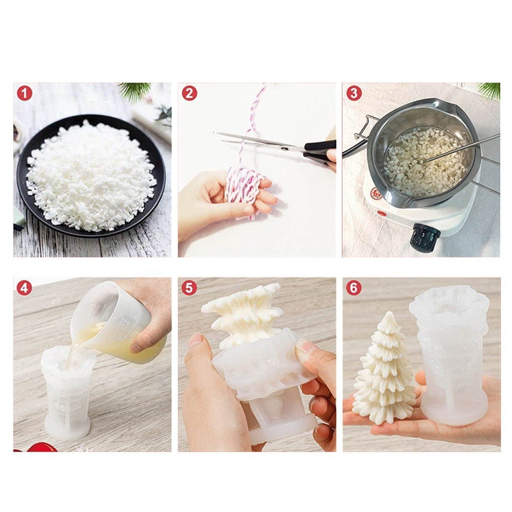 3D Christmas Tree Candle Silicone Mold DIY Christmas Candle Making Kit Handmade Soap Plaster Resin Baking Tools Holiday Gifts