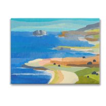 Stupell Industries Modern Coastal Inlets Landscape Painting Gallery Wrapped Canvas Art Print Wall Art, 48 x 36