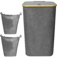thumbnail image 1 of POINTERTECK Laundry Basket 100L Large Laundry Hamper with Lid Handle Collapsible Clothes Basket Organizer with 2 Removable Inner Bag Freestanding Slim Laundry Bin Clothes Hamper Clothes S, 1 of 10