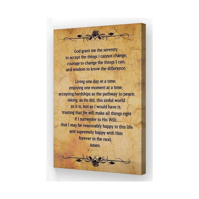Serenity Prayer Poster Vintage Bible Quote Art for Recovery Addiction Support and Encouragement Gift poster Unframed12x18inch(30x45cm)