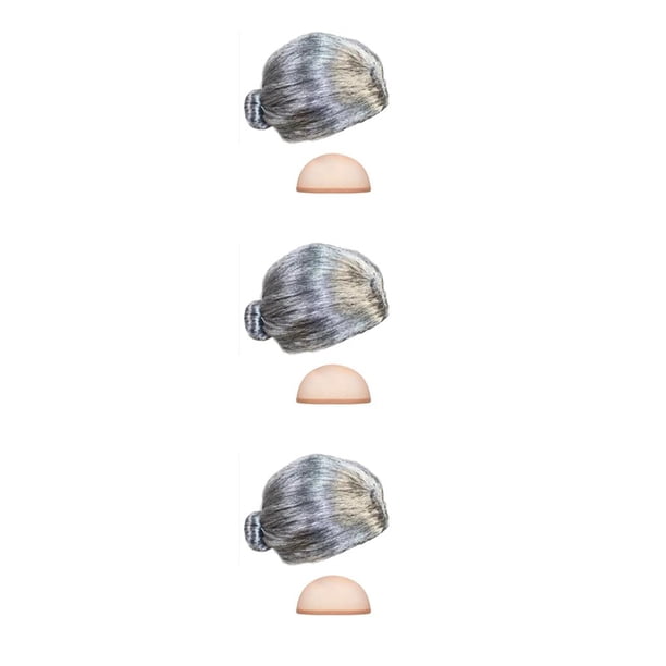 Vogacara Peluca Traje de personaje Temperamental Postizo Buena elasticidad Buena elasticidad Toupee Periwig Toque cómodo para Old Lady Grey Gris 3piezas Vogacara CBP252302