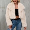 thumbnail image 4 of Womens Winter Faux Fur Coats Fleece Cropped Jacket Lapel Open Front Long Sleeve Shaggy Warm Outerwear Fall Clothes, 4 of 7