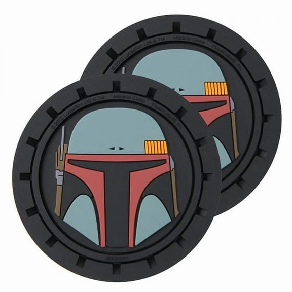 Plasticolor Boba Fett Automotive Cup Holder Coasters, Black, Green, 2 Pack
