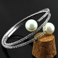 thumbnail image 7 of Soumake Women Full Rhinestone Multi-Layer Wrist Bracelet Faux Pearl Cuff Open Bangle Fashion, 7 of 7