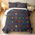 thumbnail image 2 of Erosebridal Cute Beetles Bed Spread Queen,Vintage Nature Wildlife Theme Queen Coverlet Set,Navy Red,3-Piece,1 Quilt and 2 Pillowcases, 2 of 7