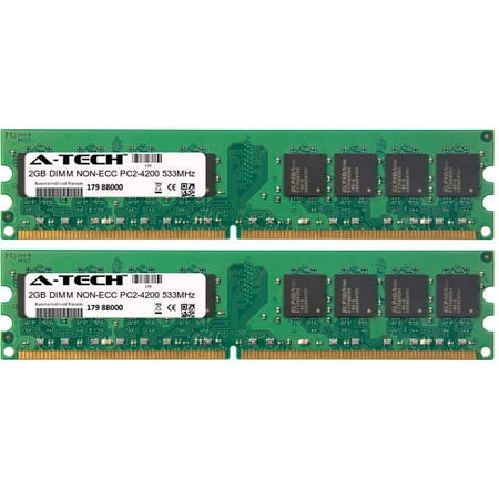 533 Pc2 4200 Desktop Memory 4GB Kit 2x 2GB Modules PC2-4200 533MHz NON-ECC DDR2 DIMM Desktop 240-pin Memory Ram ()