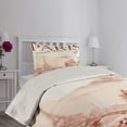thumbnail image 2 of Ambesonne Pink Quilted Coverlet 2 Pcs, Vintage Watercolor Paris, Twin Size, Pink, 2 of 4
