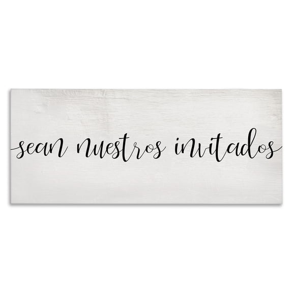 Stupell Industries Sean Nuestros Invitados Inspirational Quotes & Sayings Painting Wrapped Canvas Art Print Wall Art, 24 x 10