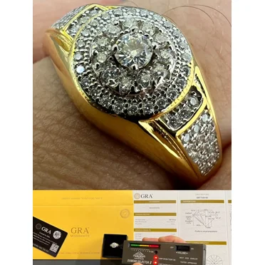 "Moissanite Men's 14K Gold Plated Real 925 Silver Iced Pinky Ring - Hip Hop Jewelry"