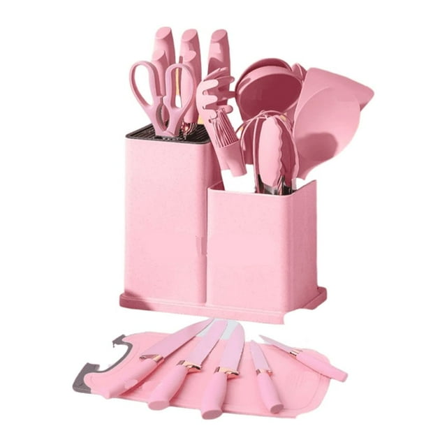 Utensilios De Cocina Silicona Juego De Cuchillo 19 Set Rosa