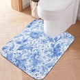 thumbnail image 6 of 2 Piece Bath Mat Set with U-Shaped Toilet Mat and Rectangle Bath Rugs Non Slip Machine Washable Bathroom Mats Blue Watercolor Floral Pattern, 6 of 7