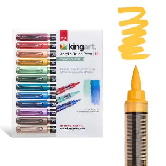 KINGART PRO Acrylic Paint Brush Pens 12 Vintage Colors