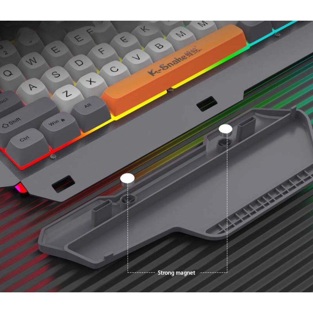 Wired gaming keyboard and mouse combination, RGB illuminated keyboard, metal panel with extended wrist rest, 104 key rainbow backlit wired gaming keyboard, full-size computer keyboard