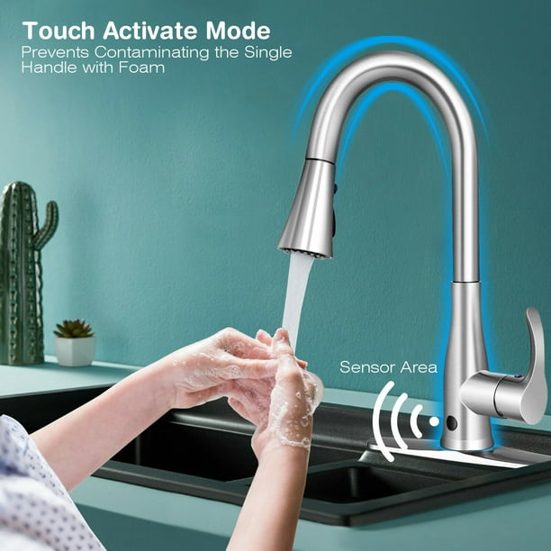 Gymax Gooseneck Touch Kitchen Faucet, 360° Swivel, Single