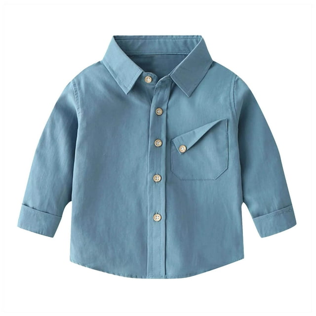 YUNAFFT Chemise à Manches Longues pour Enfants Couleur Unie Col Rabattu Haut Polyvalent Classique Décontracté