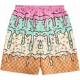 thumbnail image 3 of Boy's Patchwork Drawstring Waist Printed Summer Boho Track Shorts, 3 of 7