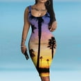 thumbnail image 2 of USSUMA Dress Women's Wedding Guest Knee Length Club Pencil Bodycon Sexy Midi Sundresses for Women Casual Beach Tropical Hawaiian U Neck Sleeveless Summer Sun Dresses Graduation, 2 of 5