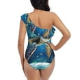 thumbnail image 5 of Picia Watercolor Turtle Pattern Women's One Piece Swimsuits,One Shoulder Swimwear Asymmetric ,Ruffle Monokinis Bathing Suits,High Waisted Flattering Bathing Suits-, 5 of 8