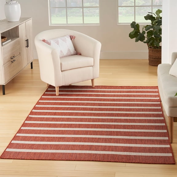 Pemberly Row Contemporary 5' x 7' Fabric Terracotta Area Rug