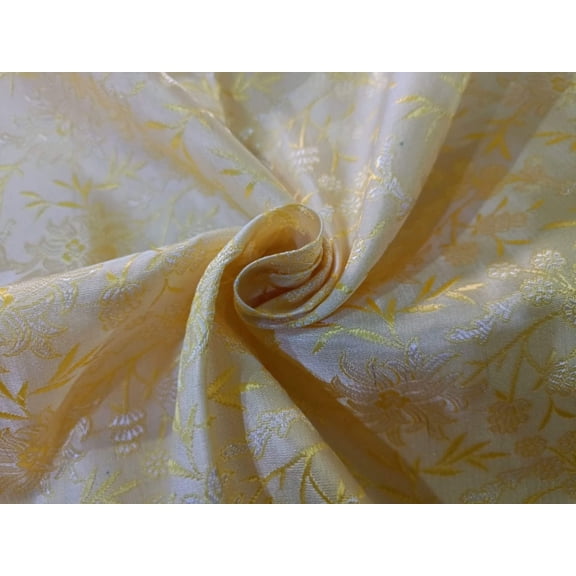 Excellent Chinese Silk Brocade Fabric cream and gold color 44" wide