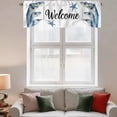 thumbnail image 3 of Ocean Blue Fish Tie Up Valances Curtain, Adjustable Kitchen Welcome Nautical Sea Watercolor Fish Starfish Valances for Windows Decor, Rod Pocket Short Curtains Set for Bedroom/Bathroom, 60"x18", 3 of 9