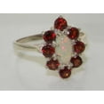 thumbnail image 6 of LBG British Made 925 Sterling Silver Natural Opal & Garnet Womens Statement Ring - 33 size options - Size 9, 6 of 7