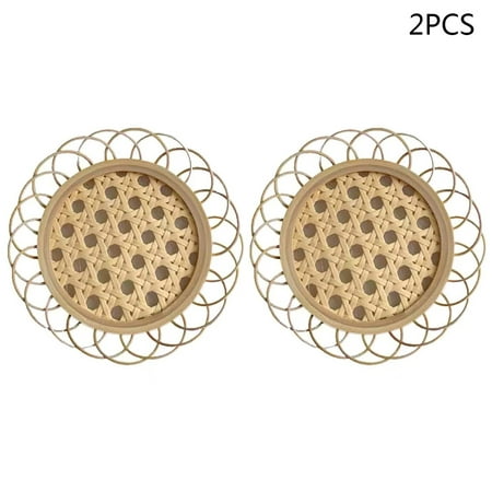 

Handwoven Round Natural Rattan Coaster Handmade Insulation Placemat Floret Shape Tea Pot Table Padding Cup Mat Bowl Pad