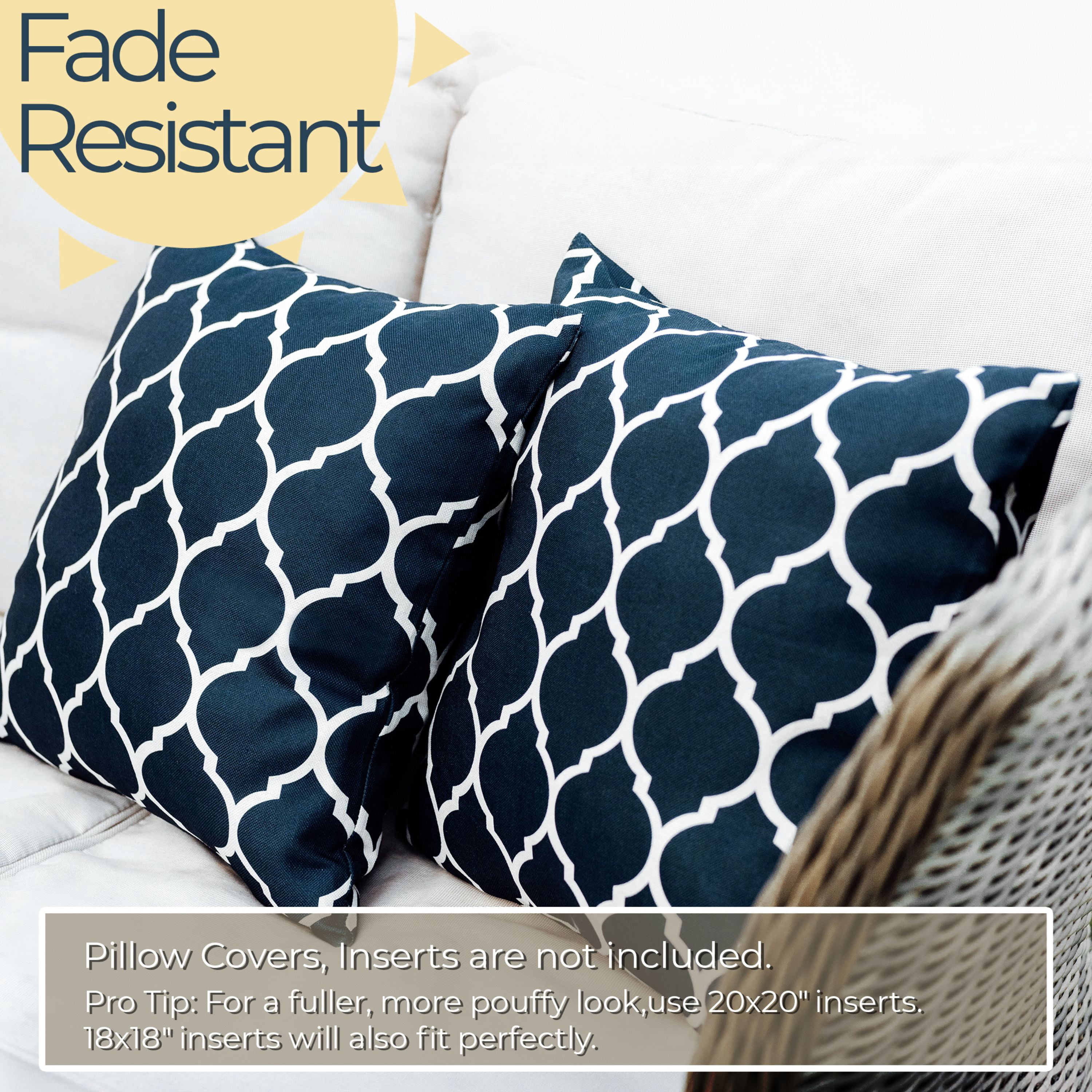 DecorX 18" x 18" Trellis Waterproof Cotton Decorative Pillow Covers (2 Count)