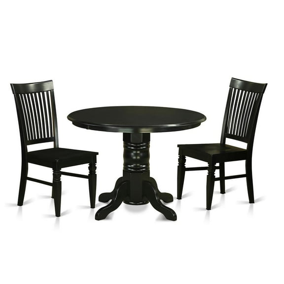 East West Furniture Shelton 3-piece Traditional Wood Dinette Table Set in Black