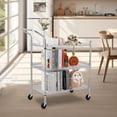 thumbnail image 2 of Utility Cart – Commercial Grade 3-Tier Metal Storage Trolley with High Handle & Wire Shelves – Heavy Duty Adjustable Rack for Kitchen, Office, Restaurant – 1-Pack, 2 of 7