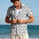 thumbnail image 5 of TaTaai Men's Valentine's Day Shirt, Black White Printed Button Down, Short Sleeve Date Top, Romantic Casual Blouse Gift, 5 of 8