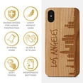 thumbnail image 4 of Case Yard Wooden Case Outside Soft TPU Silicone, Slim Fit Shockproof Wood Protective Phone Cover for Girls Boys Men and Women, Supports Wireless Charging Skyline LA Design case for iPhone-X, 4 of 7